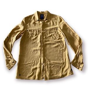 GStar Raw modernist Radar Slim snap button down western Shirt XS gold